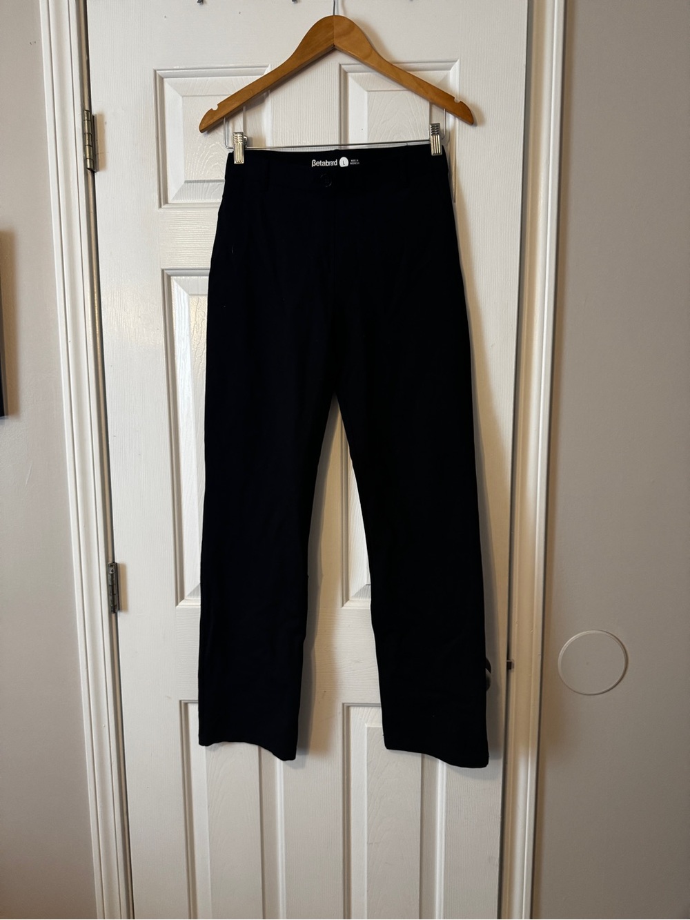 BETABRAND Black Classic Dress Pant Yoga Pants Straight Leg | Women's Size L